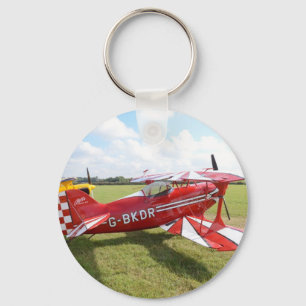 Röd Biplane Nyckelring
