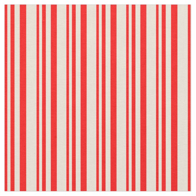 Röd & Bisque Stripe/LUND Mönster Tyg (Närbild)
