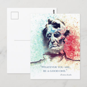 Röd Blå Akvarellporträtt av Abraham Lincoln Vykort