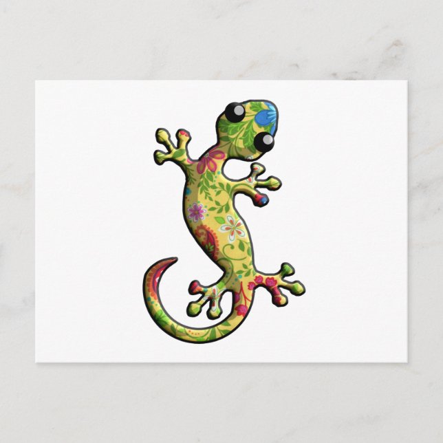 Röd blå Blommigt Vykort (Framsida)