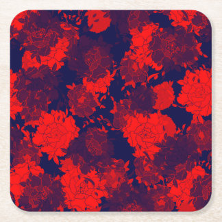 röd,blå,blommor, naturlig, peony, gåva, elegant, underlägg papper kvadrat