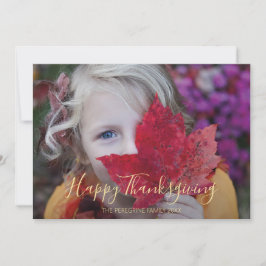 Röd-blå botaniskt foto "Happy thanksgiving" Julkort