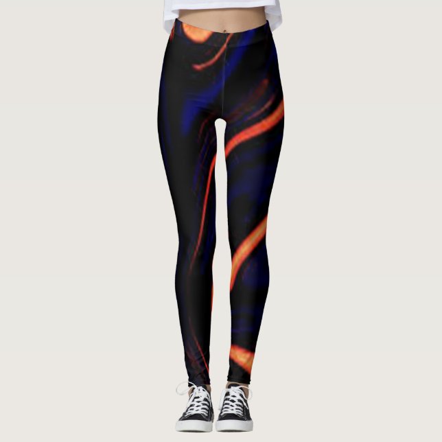 Röd blå brun cool färg enkel Modern Rosa Leggings (Framsida)
