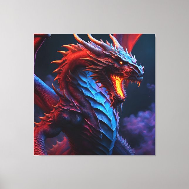 Röd & Blå Drak Canvastryck (Framsida)