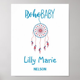 Röd & Blå Färgrik Boho Bebis Drömfångare Poster