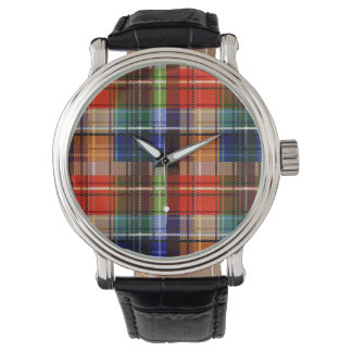 Röd Blå Grön Gul Plaid Tartan Design Armbandsur