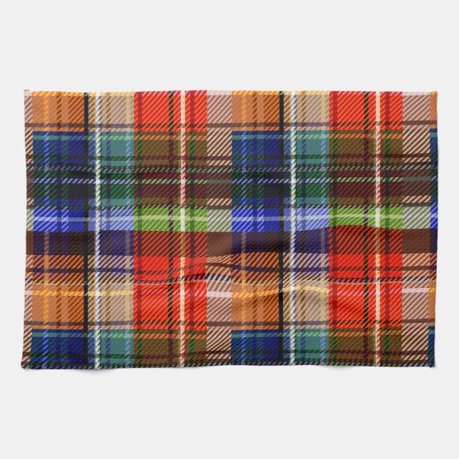 Röd Blå Grön Gul Plaid Tartan Design  Kökshandduk (Horisontell)