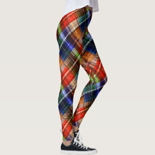 Röd Blå Grön Gul Plaid Tartan Design Leggings