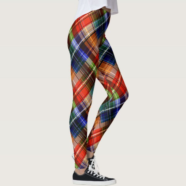 Röd Blå Grön Gul Plaid Tartan Design  Leggings (Skapare uppladdad)