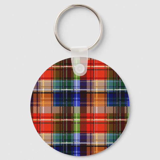 Röd Blå Grön Gul Plaid Tartan Design  Nyckelring (Framsida)