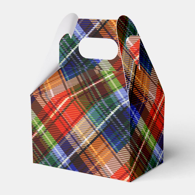 Röd Blå Grön Gul Plaid Tartan Design  Presentaskar (Framsidan Sidan)