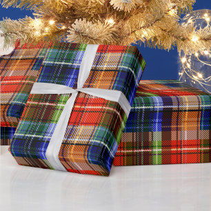 Röd Blå Grön Gul Plaid Tartan Design Presentpapper