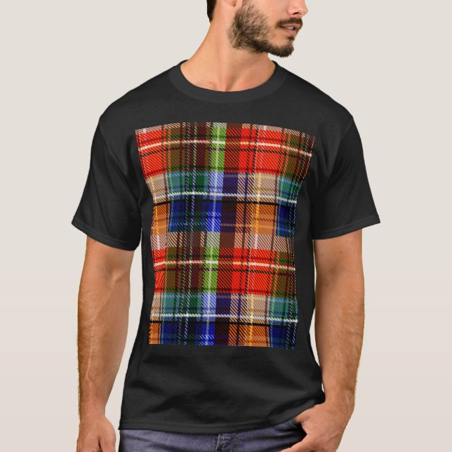 Röd Blå Grön Gul Plaid Tartan Design  T Shirt (Framsida)