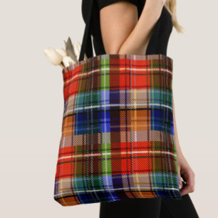 Röd Blå Grön Gul Plaid Tartan Design  Tygkasse