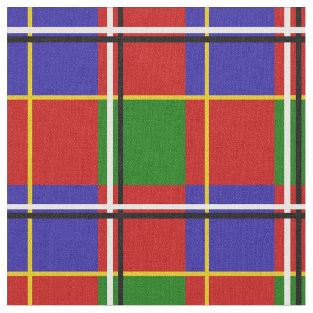 Röd Blå Grön Tartan Kryssrutig   Tyg (Närbild)