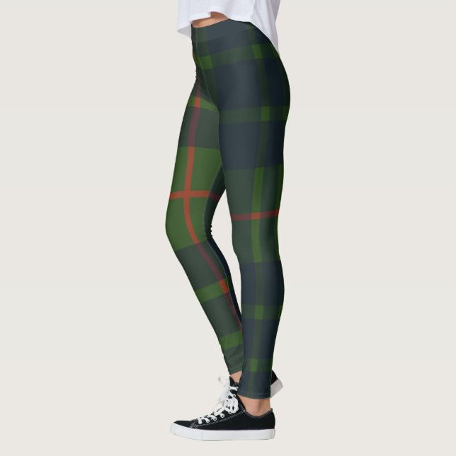 Röd Blå Grön Tartan Rutig Skotsk Rutig Leggings (Vänster)