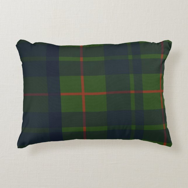 Röd Blå Grön Tartan Rutig Skotsk Rutig  Prydnadskudde (Framsidan)