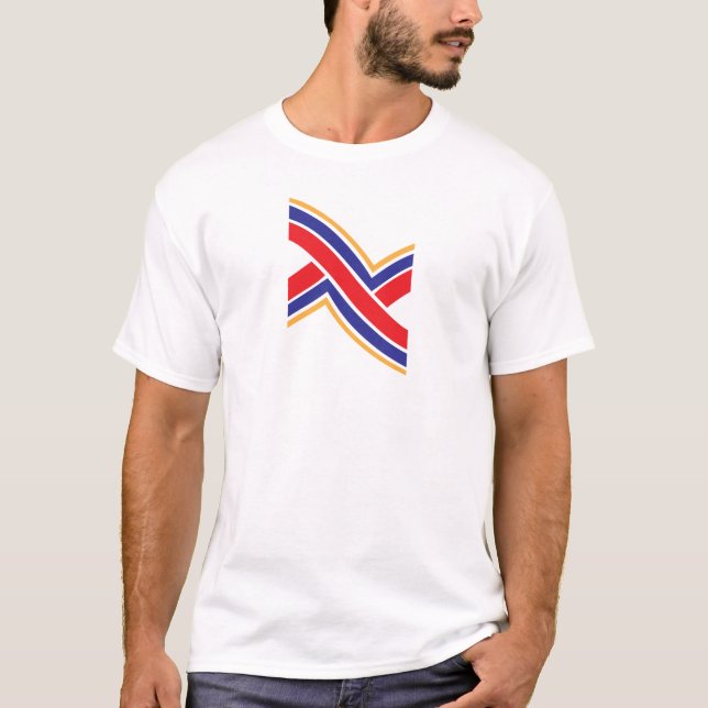 Röd Blå Gul Bokstav X Monogram T Shirt (Framsida)