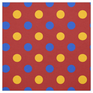 Röd Blå Gul Polka Prickar Design Tyg