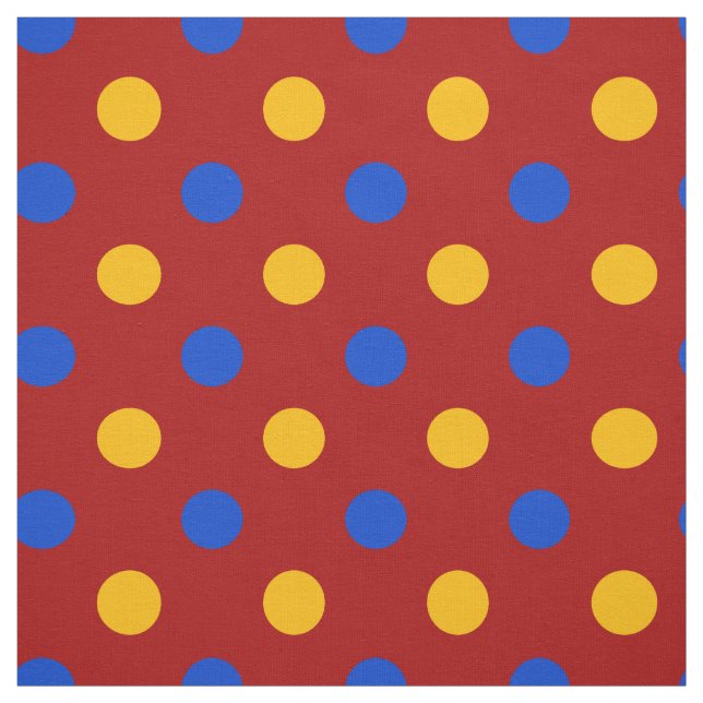Röd Blå Gul Polka Prickar Design  Tyg (Provkarta)