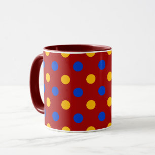 Röd Blå Gul Prickig Design Mugg