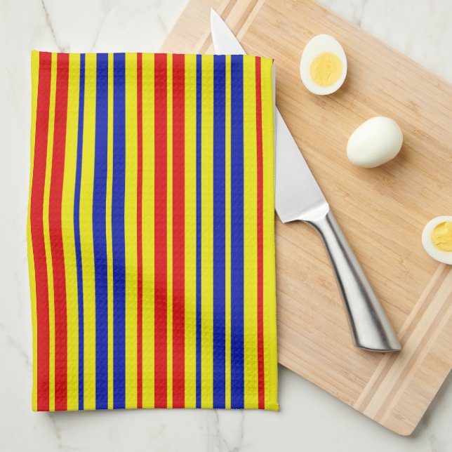Röd Blå Gul Randig Mönsterdesign  Kökshandduk (Vikt i Fjärdedel)