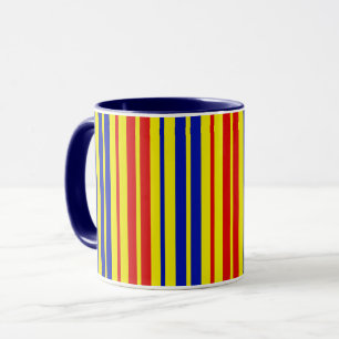 Röd Blå Gul Randig Mönsterdesign Mugg