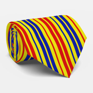 Röd Blå Gul Randig Mönsterdesign Slips