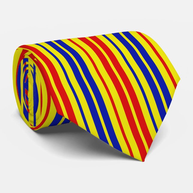 Röd Blå Gul Randig Mönsterdesign  Slips (Rullad)