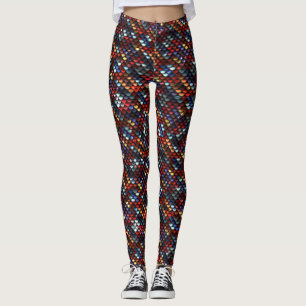 Röd, blå, gyllene och Silver-sekviner Leggings
