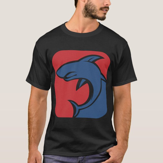 röd blå haj t shirt (Framsida)