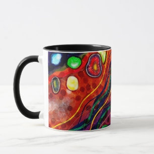 Röd, blå, koppar, Grönt, Lila Abstrakt Modern Mugg