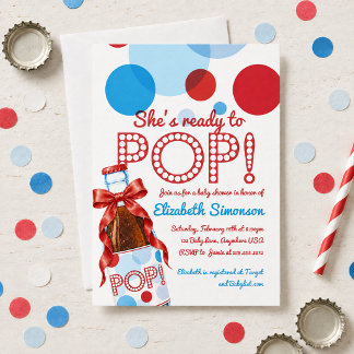 Röd Blå Läsk Klar att Spricka Baby Shower Inbjudan