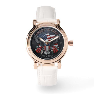Röd & Blå Metallisk Textur USA Semiquincentennial Armbandsur