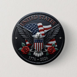 Röd & Blå Metallisk Textur USA Semiquincentennial Knapp