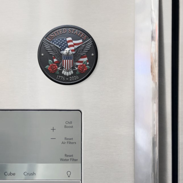 Röd & Blå Metallisk Textur USA Semiquincentennial Magnet (In Situ (Fridge))