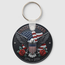 Röd & Blå Metallisk Textur USA Semiquincentennial Nyckelring