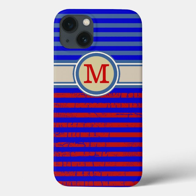röd blå monogrammad rand (Baksida)