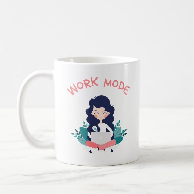 röd blå naiv söt flickarbetstext kaffemugg (Vänster)