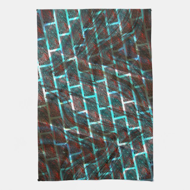 Röd blå nedfläckad, repor, stödraster eller tegele kökshandduk (Vertikal)