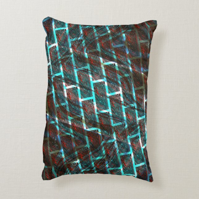 Röd blå nedfläckad, repor, stödraster eller tegele prydnadskudde (Baksidan(Vertikal))