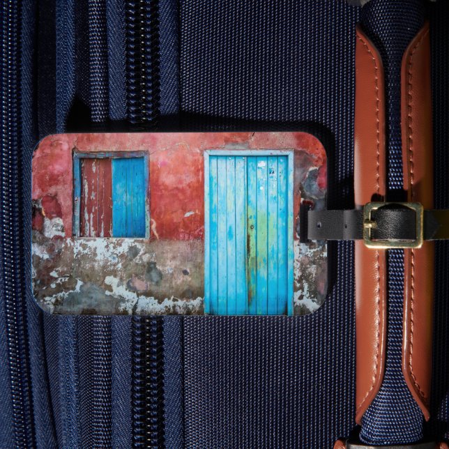 Röd, blå och grått vägg, dörr och fönster bagagebricka (Framsida Insitu 4)