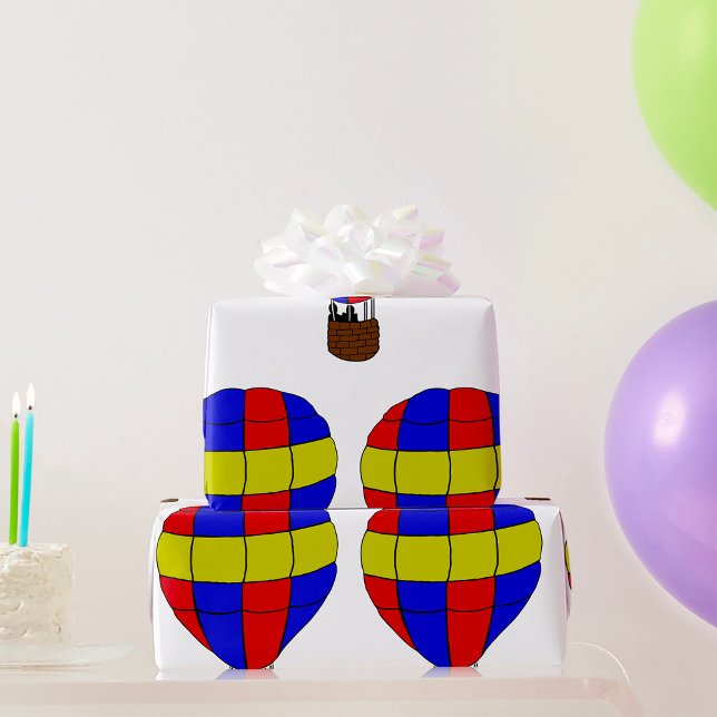 Röd Blå Och Gul Varm Luft Ballong Presentpapper (Skapare uppladdad)