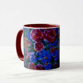 Röd, blå och maronkaffe eller te mugg