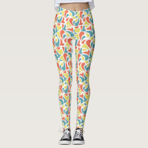 Röd, blå och Mörk Gult Vinkarare Mönster Leggings