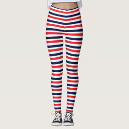 Röd, blå och vit rand mönster leggings