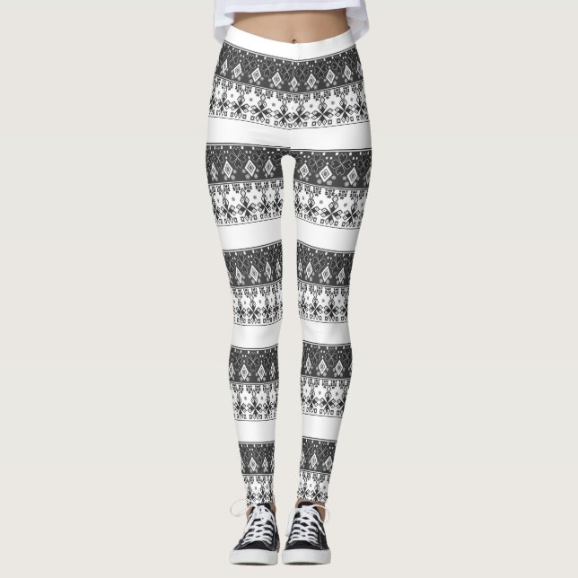 Röd blå ornament leggings (Framsida)