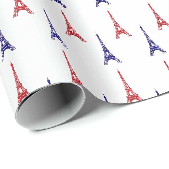 Röd Blå Paris Presentpapper Inpackningspapper Fran (Rullad Hörn)