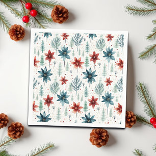 Röd Blå Poinsettia Vinter Pappersservett