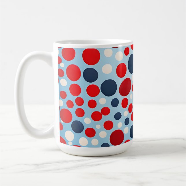 Röd Blå Prickig Mönster Kaffemugg (Vänster)